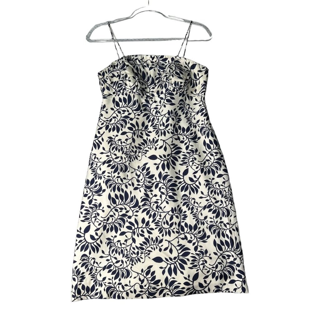 Silk Vineyard Vines Strapless Navy & White Floral Print Dress Lined Size 6